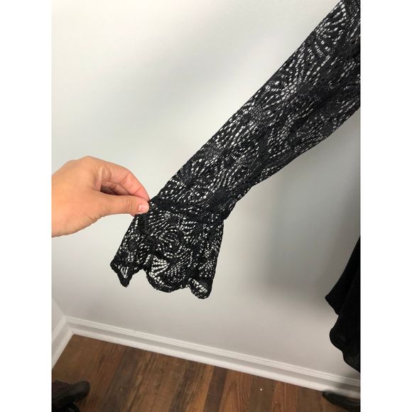 Entro Black Lace Mini Dress Tunic New Medium - Picture 7 of 7